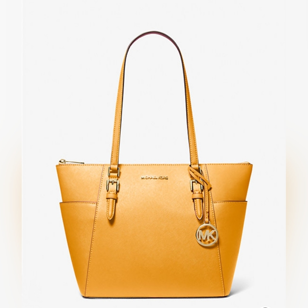 Michael Kors Large Charlotte Tote Bag Luggage Leather Bag